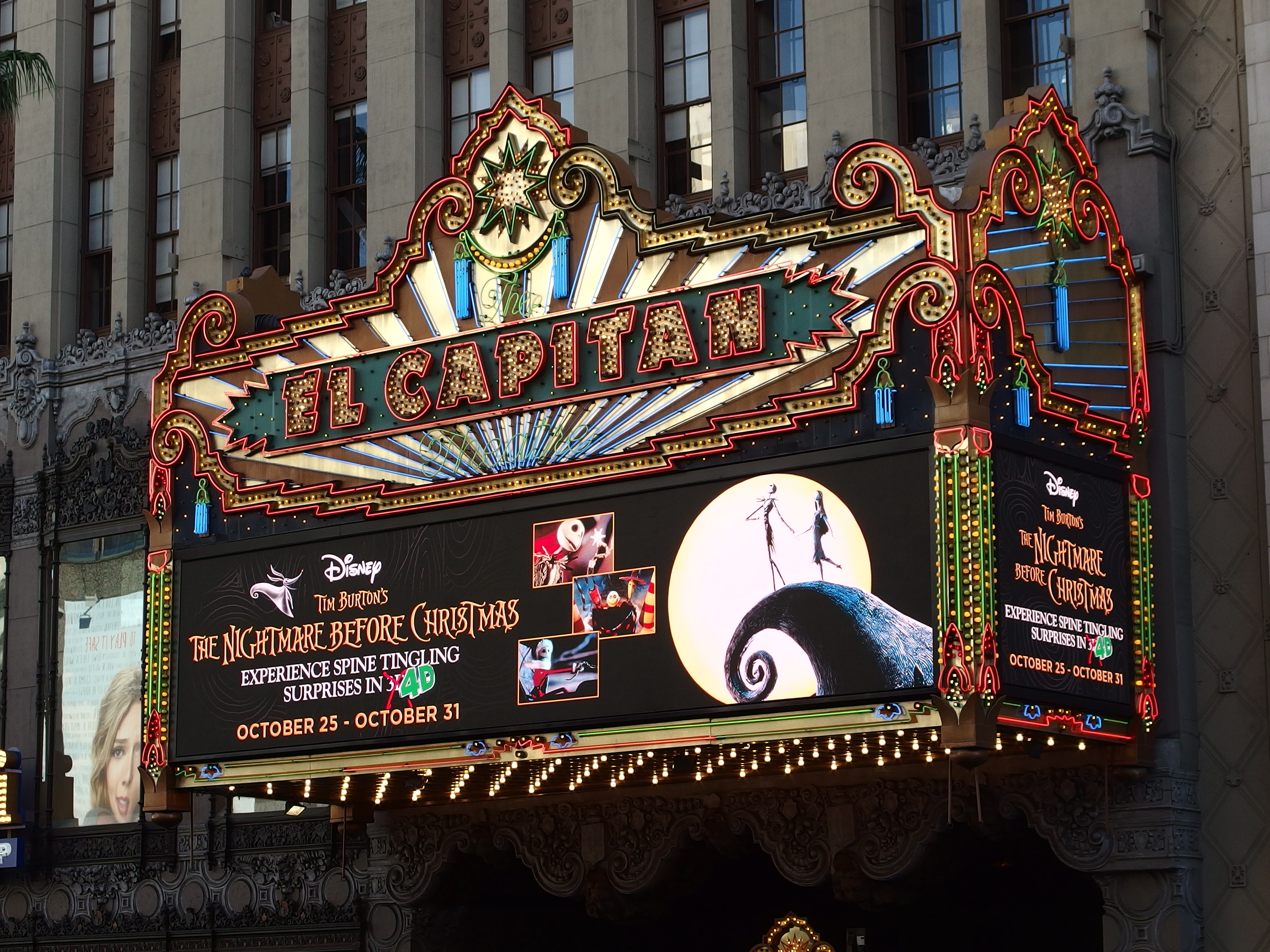 Nightmare Before Christmas will be presented October 25-31 with 4D special effects