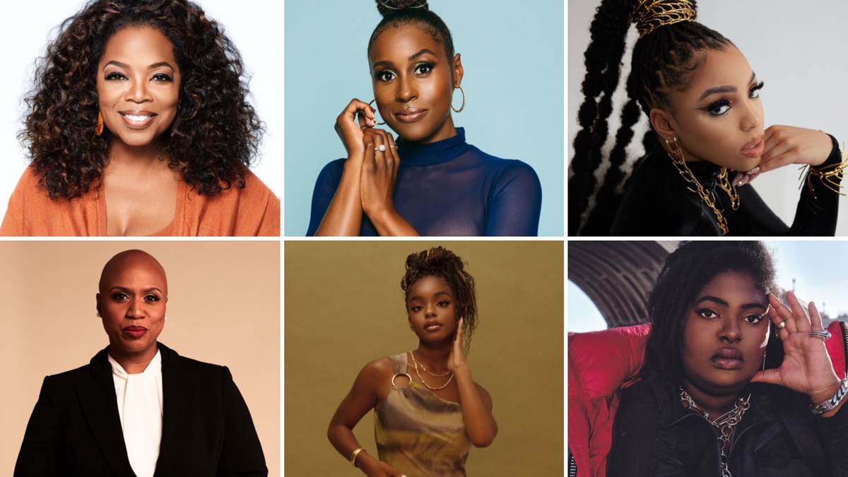 Top L-R: Oprah Winfrey, Issa Rae, Chlöe Bailey – Bottom L-R: Congresswoman Ayanna Pressley, Marsai Martin, Chika