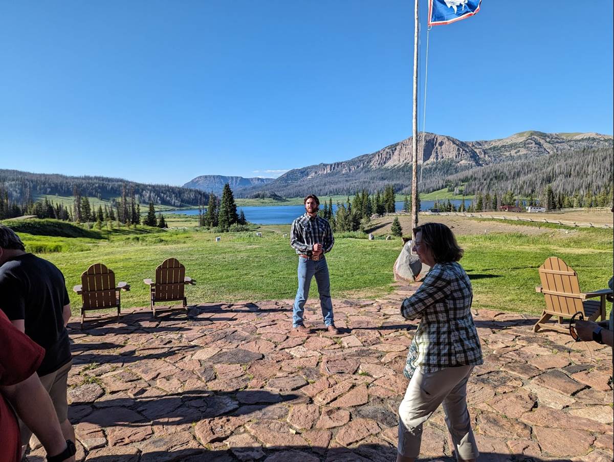Outside the Brooks Lake Lodge
